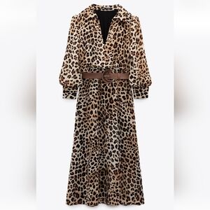 Leopard Print Belted Dress